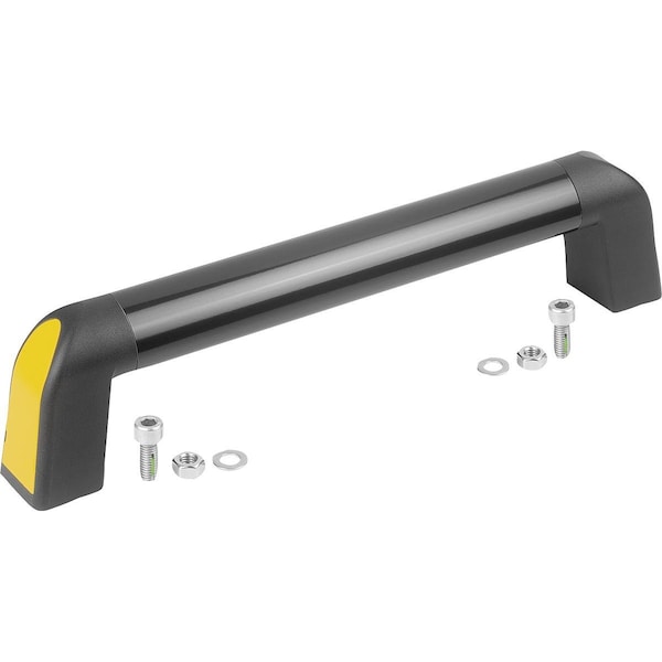 Tubular Handle Bighand, A=600, L=633, 4 Aluminum Black Grey Powder-Coated, Comp: Plastic, Black ,